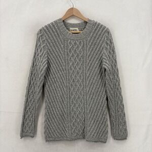 SAOL Sweater Womens Medium Gray Wool Blend Cable Knit Crewneck Fisherman Ireland